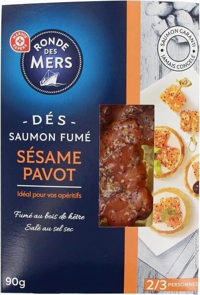 Dés de saumon fumé sésame et pavot