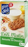 Biscuits petit déjeuner Déli-Matin goût noisette et chocolat