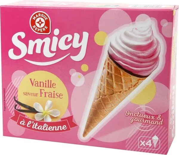 Cônes à l'italienne vanille saveur fraise x 4