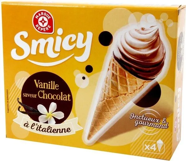 Cône à l'italienne vanille saveur chocolat x 4