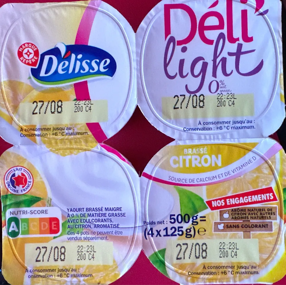 Yaourt Deli'light Delisse Citron, 0% mg