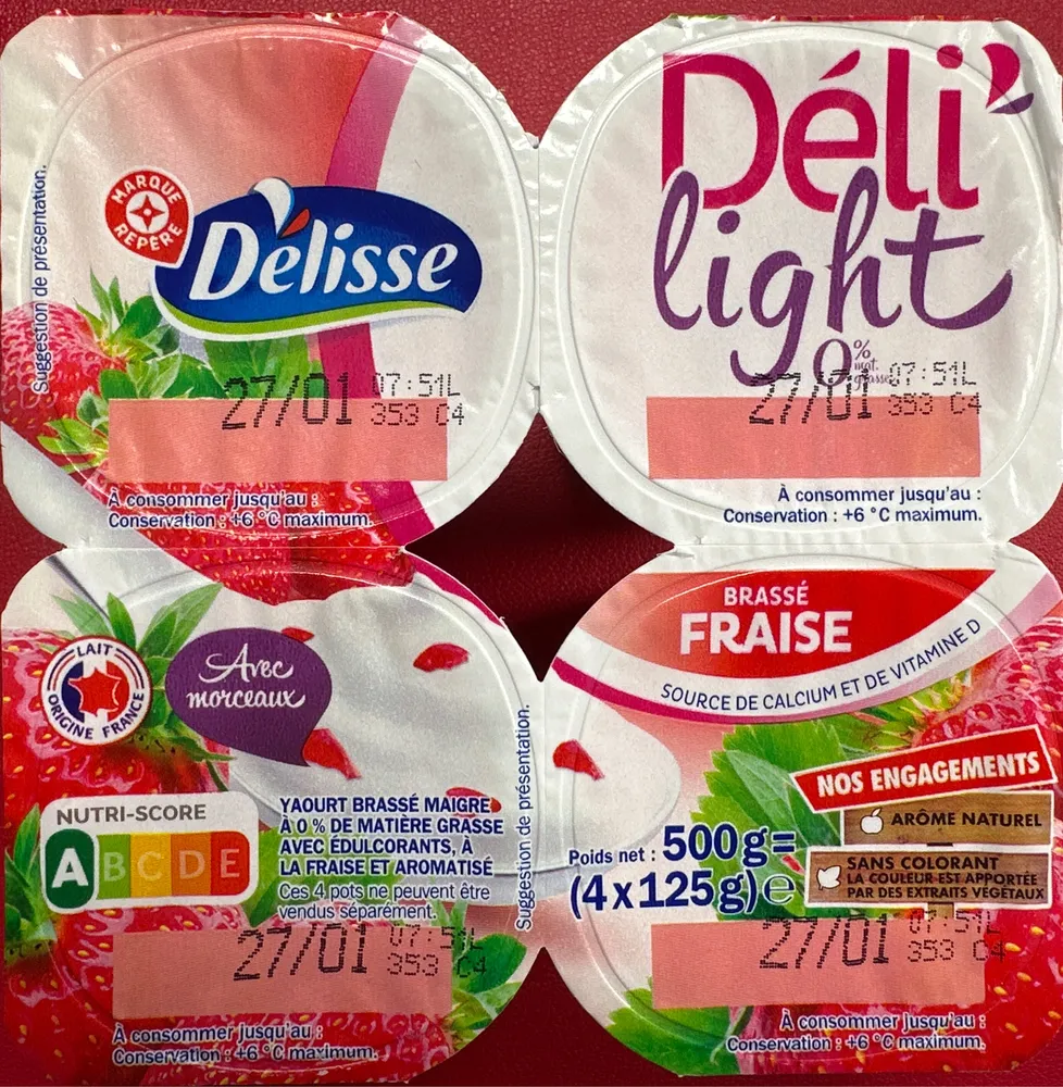 Deli'light yaourt fraise 0%