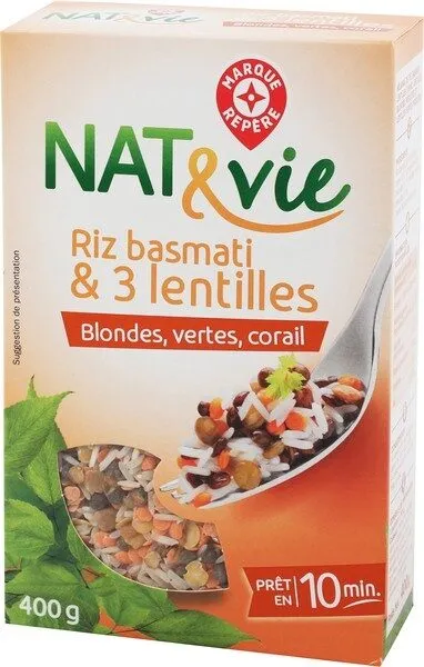 Mélange riz basmati et 3 lentilles