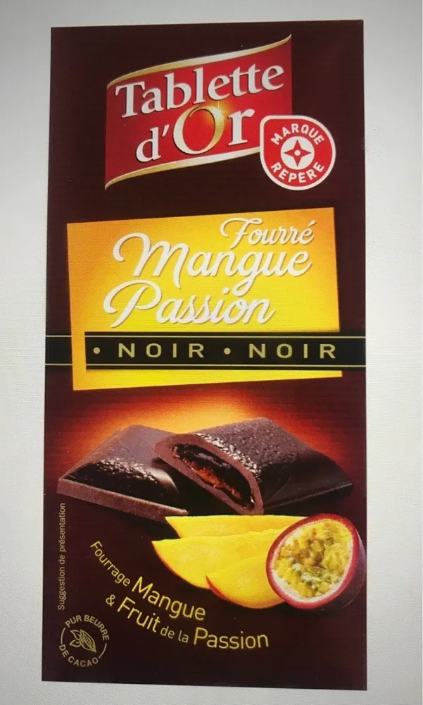 Chocolat noir fourré mangue passion