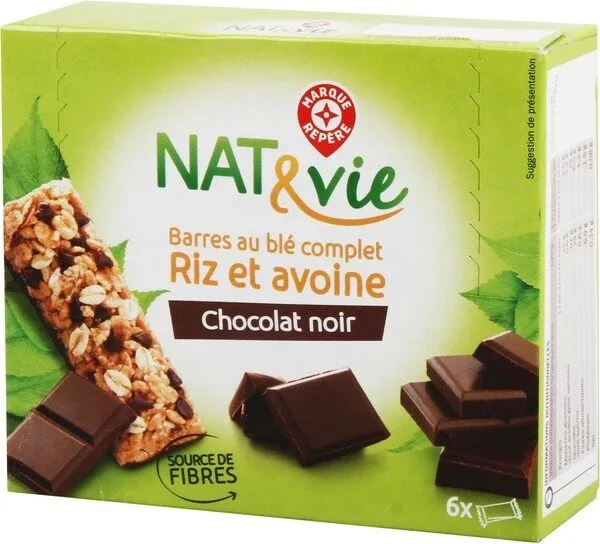 Barres céréales au blé complet chocolat noir x 6
