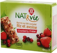 Barres céréales au blé complet cranberry et fraise x 6