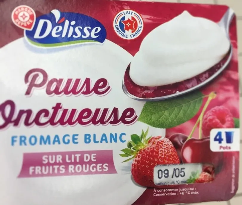 Pause onctueuse fromage blanc sur lit de fruits rouges
