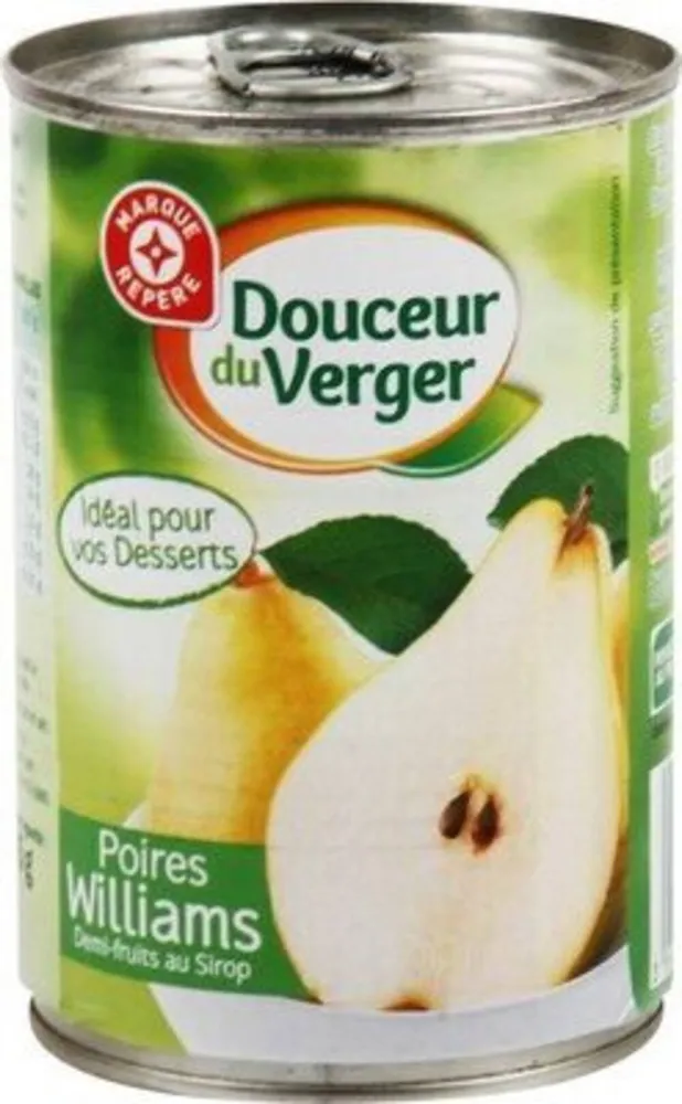 Poires williams demi-fruits au sirop
