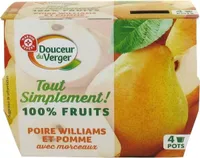Spécialité de fruits avec morceaux poire williams et pomme