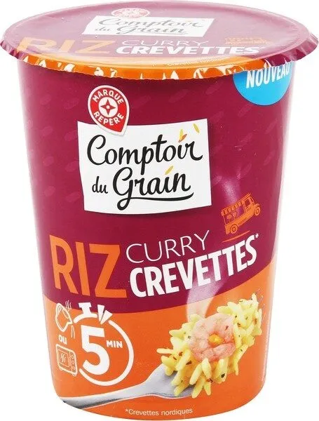 Riz curry et crevettes - cup