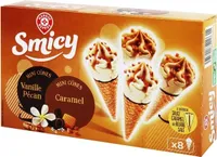 Mini cônes panachés vanille/pécan et caramel x 8
