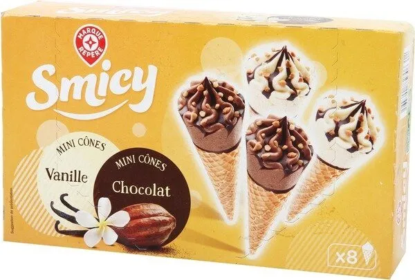 Mini cônes panachés vanille et chocolat x 8