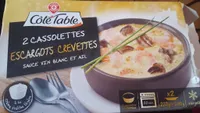 2 cassolettes - escargots crevettes - sauce vin blanc et ail