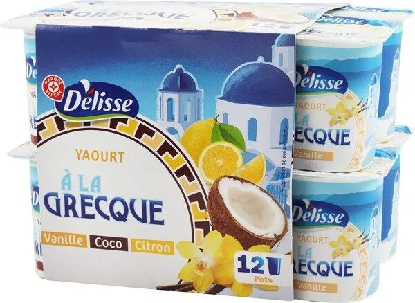 Assortiment de yaourt à la grecque (vanille, citron et coco)