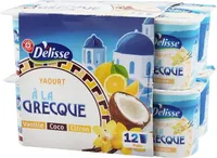 Assortiment de yaourt à la grecque (vanille, citron et coco)