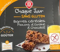 Barres céréales flocons d'avoine et chocolat sans gluten x 6