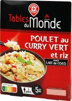 Poulet au curry vert et riz sauce lait de coco