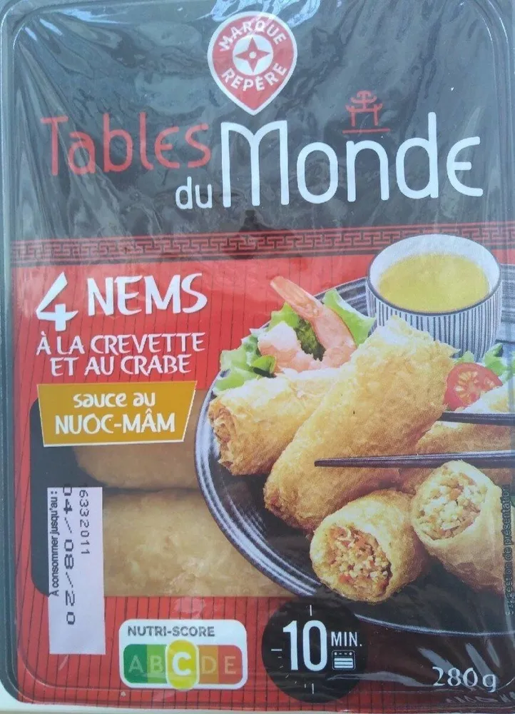 4 nems à la crevette et au crabe