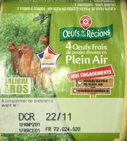 Oeufs frais de poules élevées en plein air source d'oméga 3 x 4