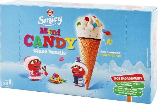 Mini candy cones glace vanille bonbons x 8