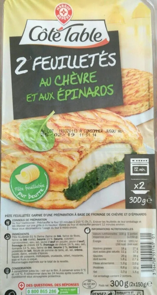 Feuilletés chèvre au chevre et épinard