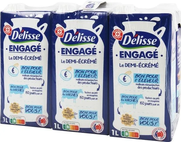 Lait demi-écremé engagé briques