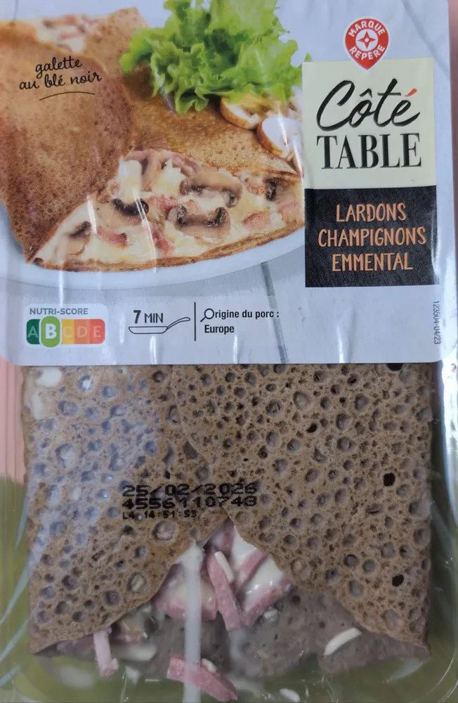 Galette au blé noir lardons champignons emmental