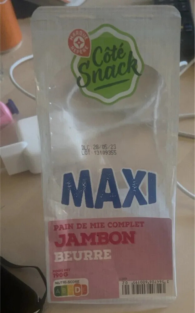 Pain de mie complet jambon beurre