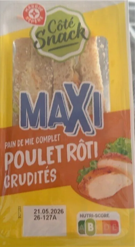 Pain de mie complet Poulet Rôti Crudités