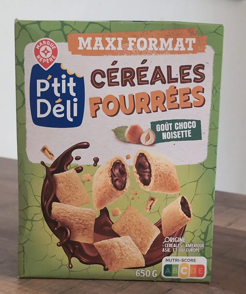 Céréales fourrées goût choco noisette