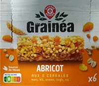 Grainéa Abricot barres aux 5 céréales Maîs,Blé, Seigle, Riz  x 6 barres