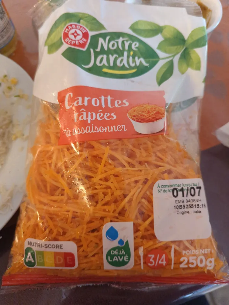 Carottes râpées à assaisonner
