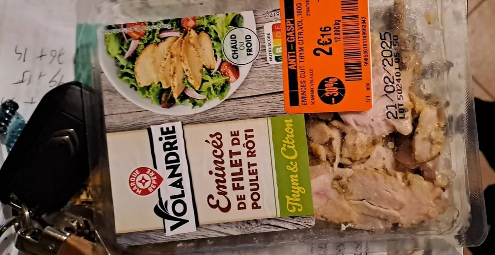 Émincés DE FILET DE POULET RÔTI Thym & Citron