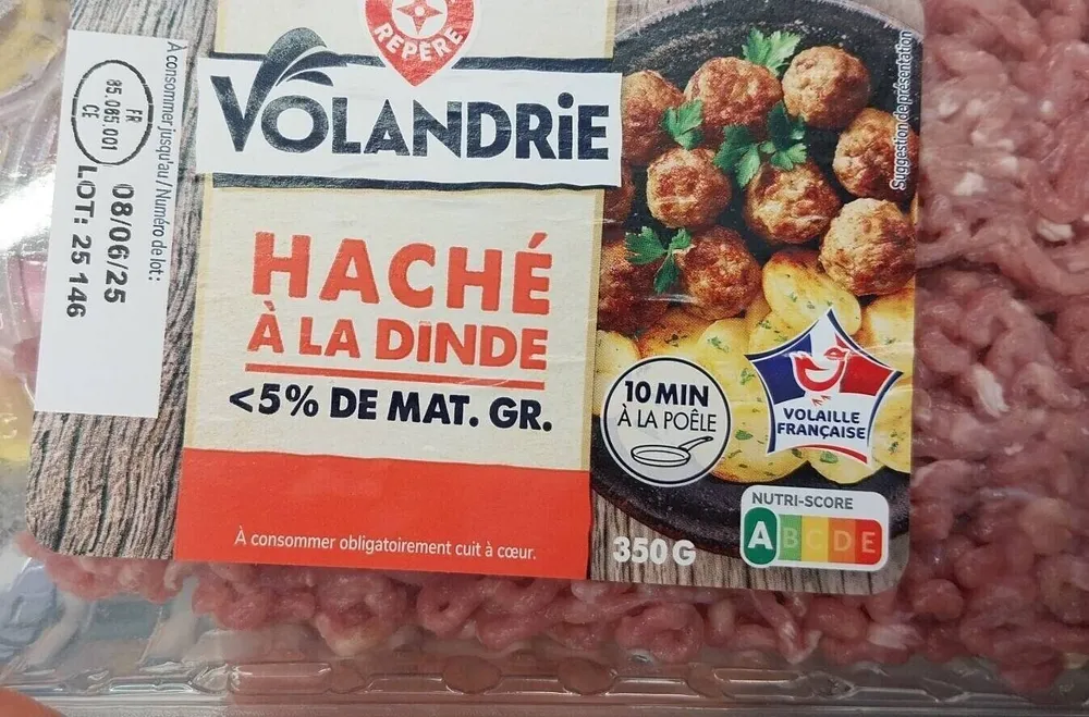 HACHÉ À LA DINDE <5% DE MAT. GR.