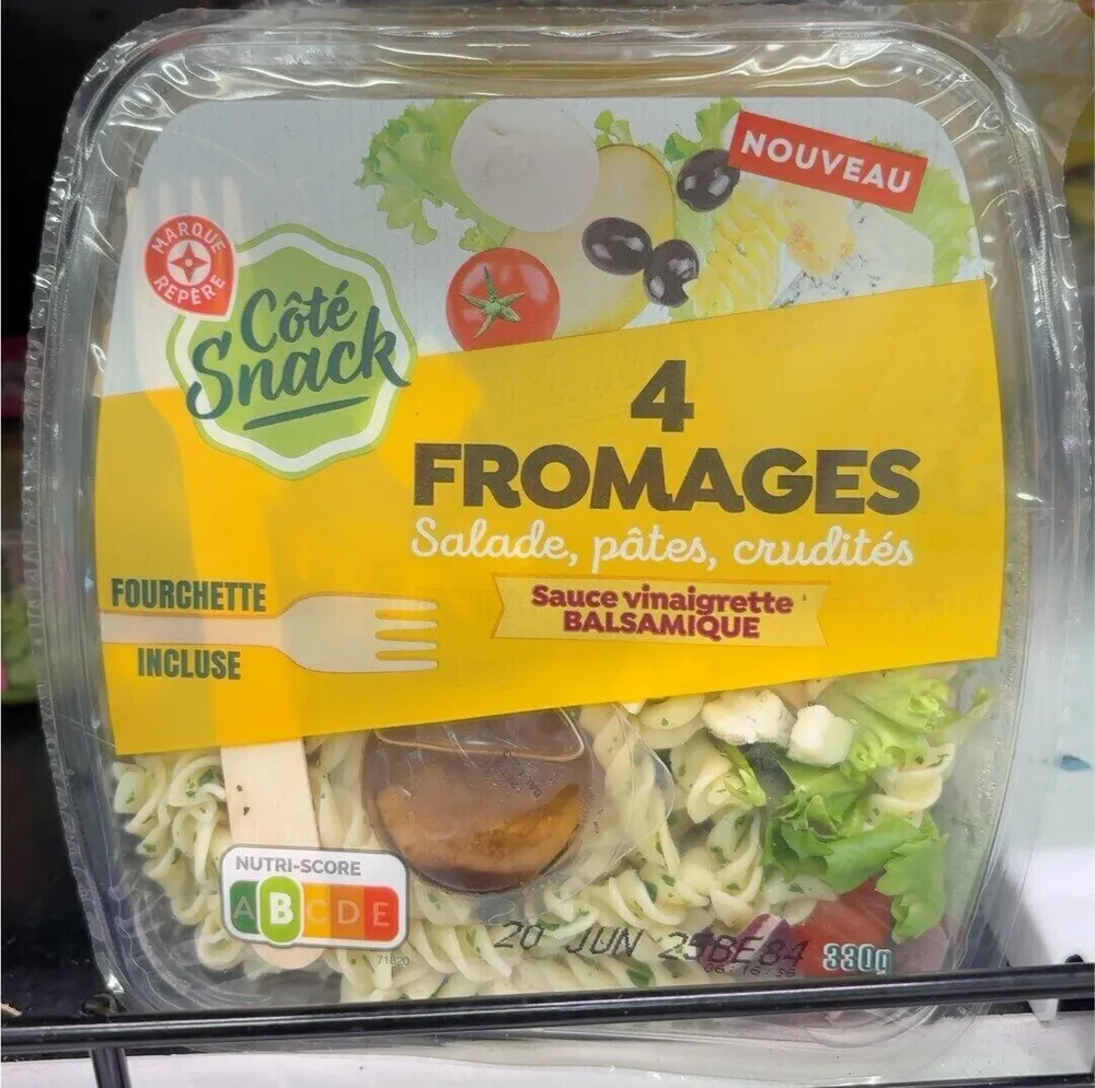 4 fromages salade pâtes crudités