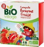 Compote de fraise allégée en sucre gourde bio 4 x 90 g