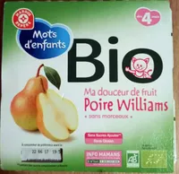 Purée bio Mots d'Enfants Pomme williams 4 mois