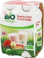 Yaourt à boire bio à la fraise et à la vanille