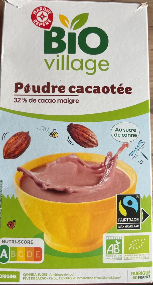 Poudre cacaotée bio 32% de cacao Max Havelaar