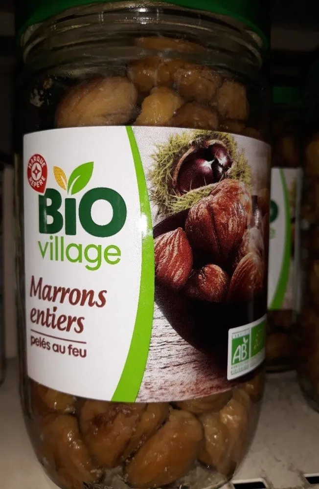 Marrons entiers pelés au feu