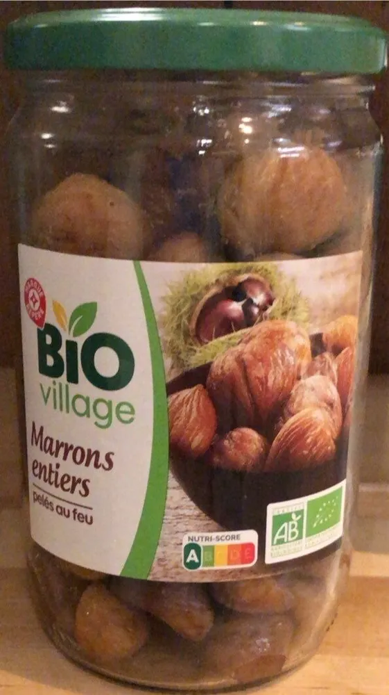 Marrons entiers pelés au feu