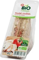Sandwich club poulet crudités bio