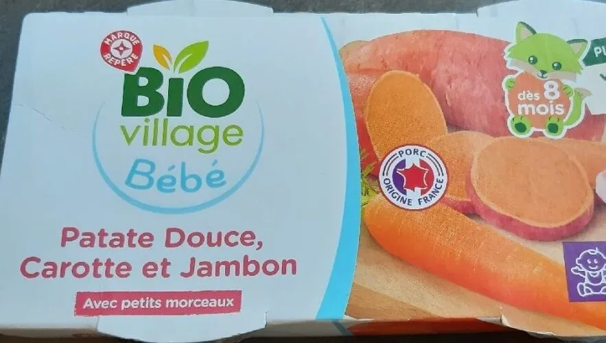 Purée patate douce, carotte et jambon