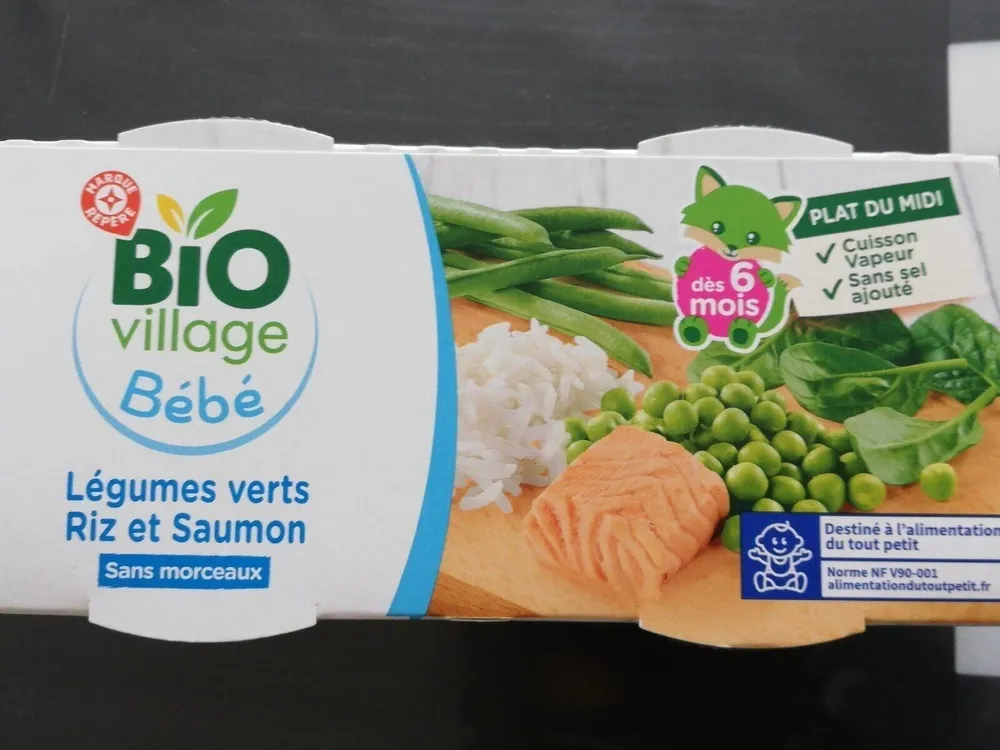 Légumes verts riz saumon