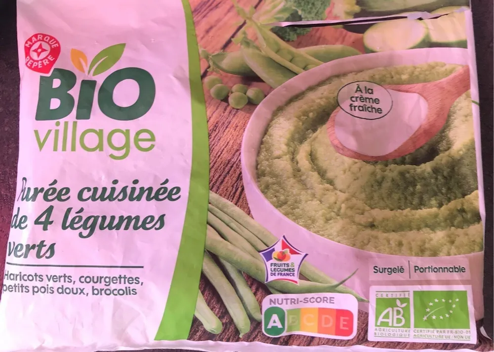 Purée cuisinée de 4 légumes verts