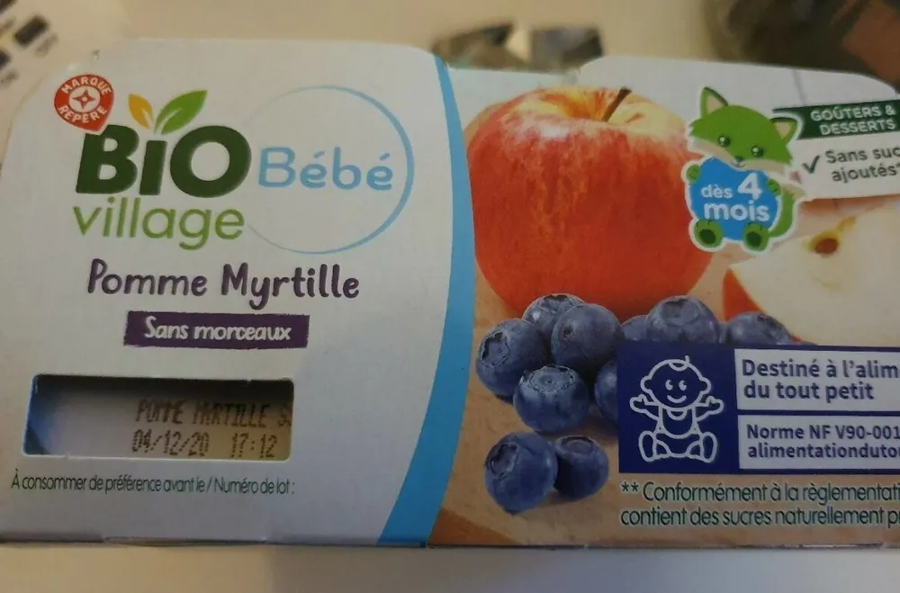 Bio village bébé pomme myrtille