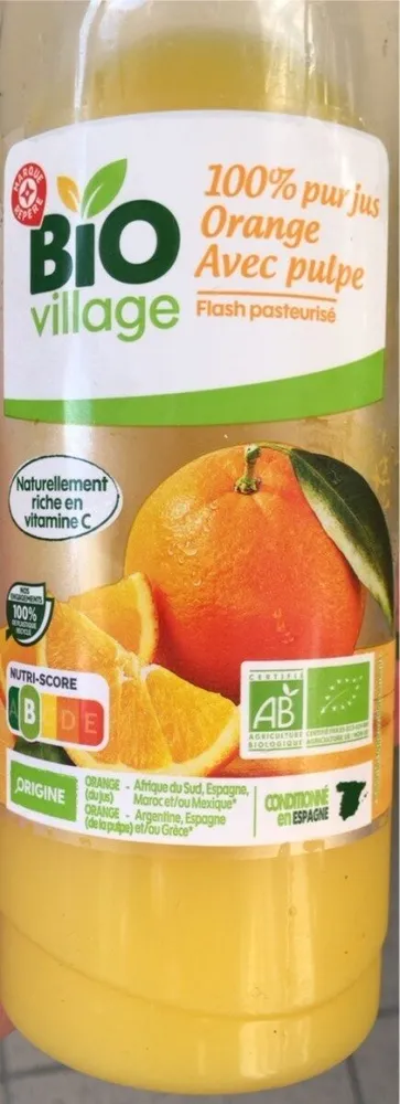 100% pur jus d’orange avec pulpe