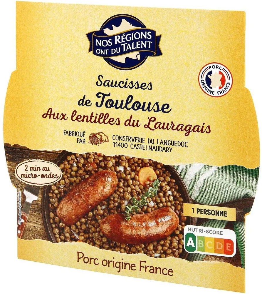Saucisses de Toulouse aux lentilles vertes du Berry