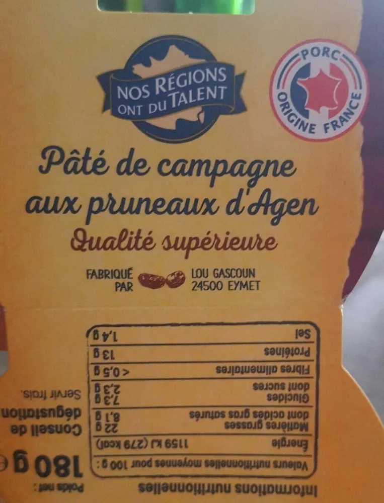 Pâté de campagne aux pruneaux d'agen