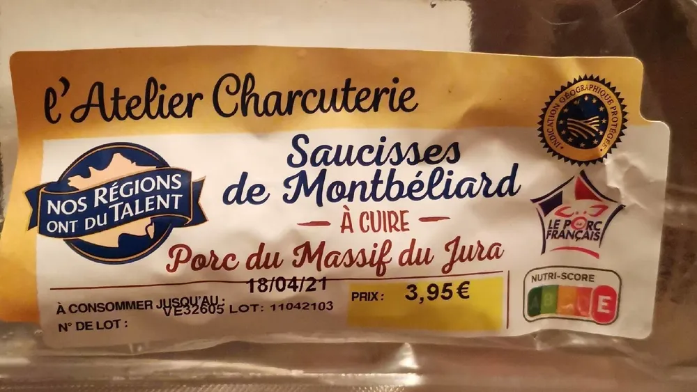 Saucisse de Montbéliard crues